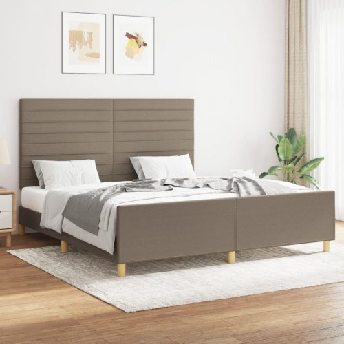 Sengeramme med sengegavl 160x200 cm - stof, gråbrun