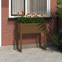Plantekasse 78x40x81 cm massivt fyrretræ gyldenbrun