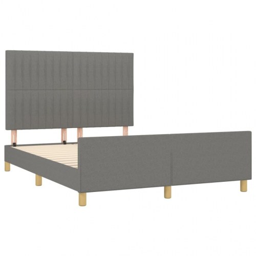 Sengeramme med sengegavl 140x200 cm - stof, mørkegrå