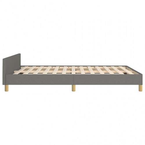 Sengeramme med sengegavl 140x200 cm - stof, mørkegrå