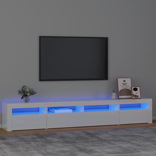 Tv-skab med LED-lys 240x35x40 cm hvid højglans
