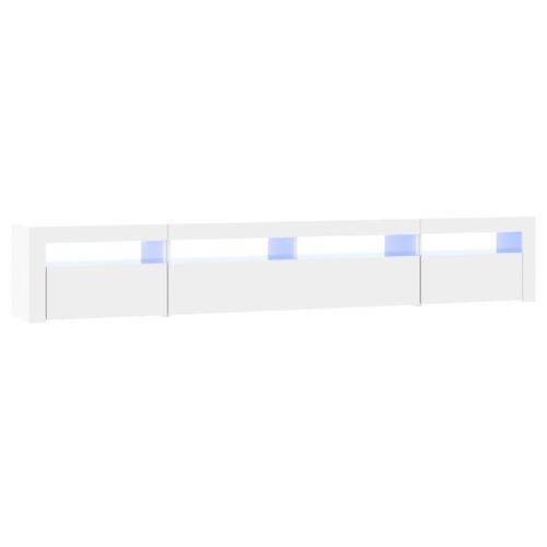 Tv-skab med LED-lys 240x35x40 cm hvid højglans