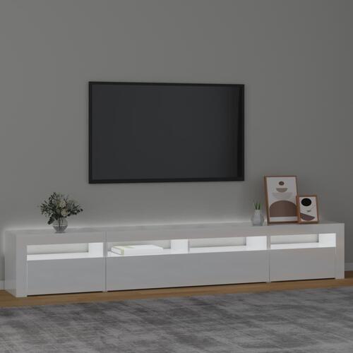 Tv-skab med LED-lys 240x35x40 cm hvid højglans