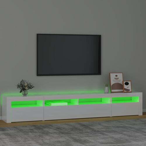 Tv-skab med LED-lys 240x35x40 cm hvid højglans