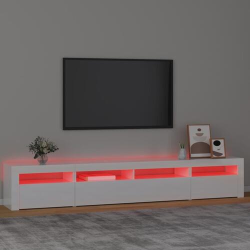 Tv-skab med LED-lys 240x35x40 cm hvid højglans