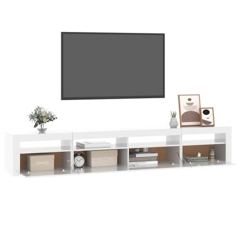 Tv-skab med LED-lys 240x35x40 cm hvid højglans