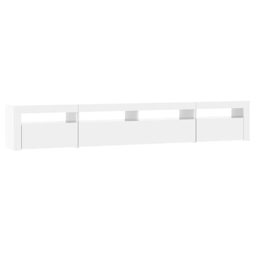Tv-skab med LED-lys 240x35x40 cm hvid højglans