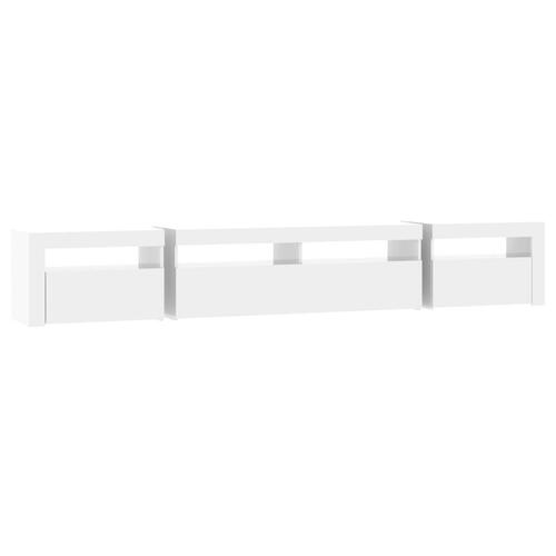 Tv-skab med LED-lys 240x35x40 cm hvid højglans
