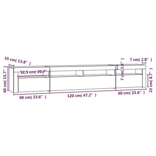 Tv-skab med LED-lys 240x35x40 cm hvid højglans