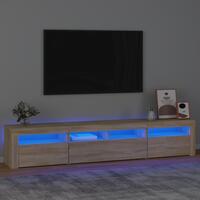 Tv-skab med LED-lys 210x35x40 cm Sonoma-eg