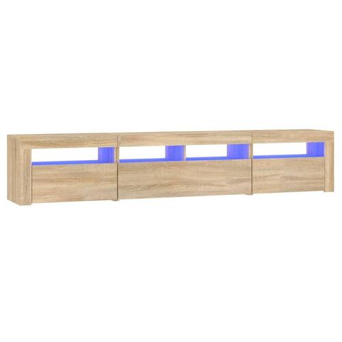 Tv-skab med LED-lys 210x35x40 cm Sonoma-eg