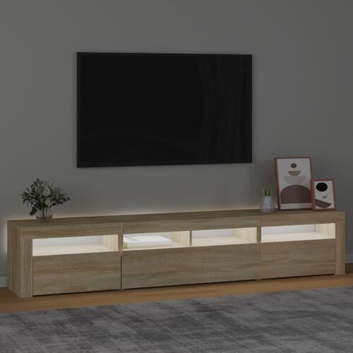 Tv-skab med LED-lys 210x35x40 cm Sonoma-eg