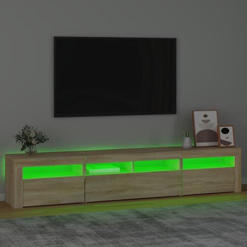 Tv-skab med LED-lys 210x35x40 cm Sonoma-eg