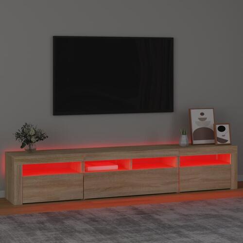 Tv-skab med LED-lys 210x35x40 cm Sonoma-eg
