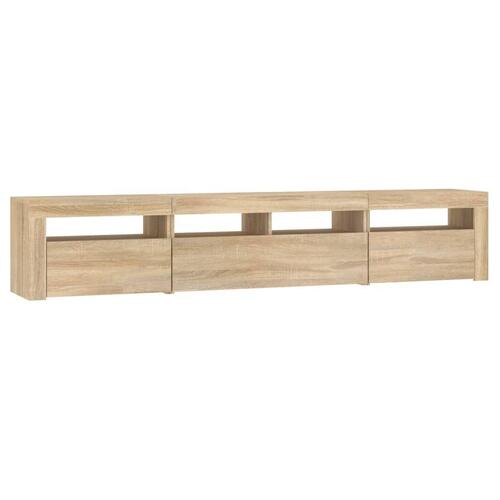 Tv-skab med LED-lys 210x35x40 cm Sonoma-eg
