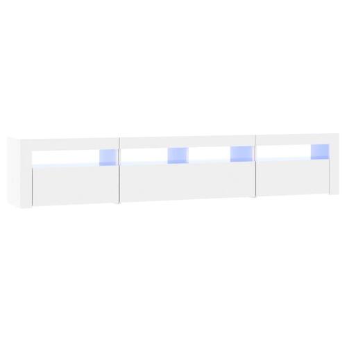 Tv-skab med LED-lys 210x35x40 cm hvid højglans