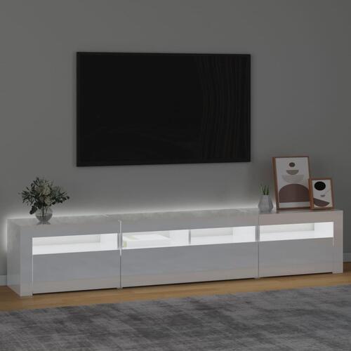 Tv-skab med LED-lys 210x35x40 cm hvid højglans