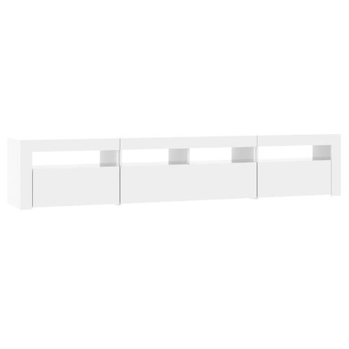 Tv-skab med LED-lys 210x35x40 cm hvid højglans