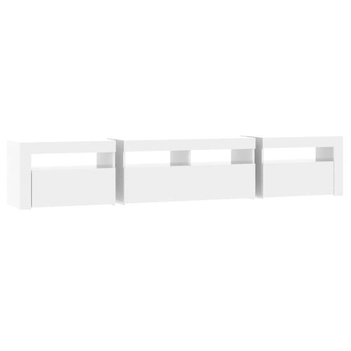 Tv-skab med LED-lys 210x35x40 cm hvid højglans