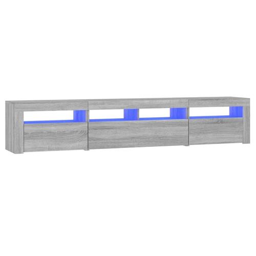 Tv-skab med LED-lys 210x35x40 cm Grå sonoma-eg