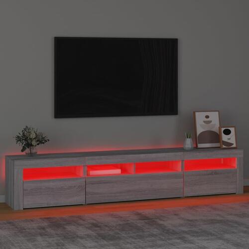 Tv-skab med LED-lys 210x35x40 cm Grå sonoma-eg
