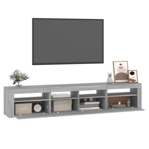 Tv-skab med LED-lys 210x35x40 cm Grå sonoma-eg