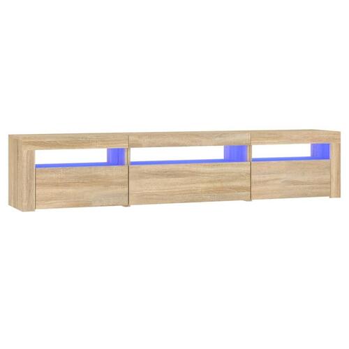 Tv-bord med LED-lys 195x35x40 cm sonoma-eg