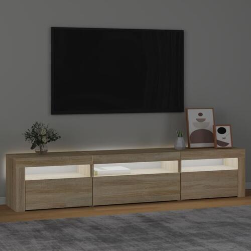 Tv-bord med LED-lys 195x35x40 cm sonoma-eg