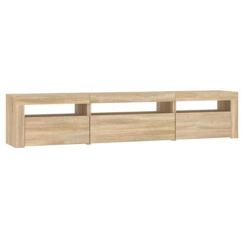 Tv-bord med LED-lys 195x35x40 cm sonoma-eg