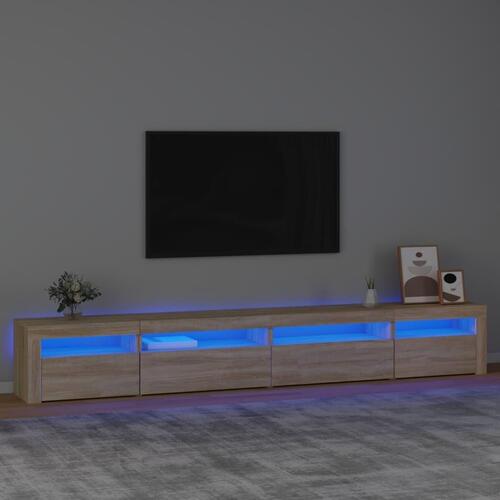 Tv-skab med LED-lys 270x35x40 cm Sonoma-eg