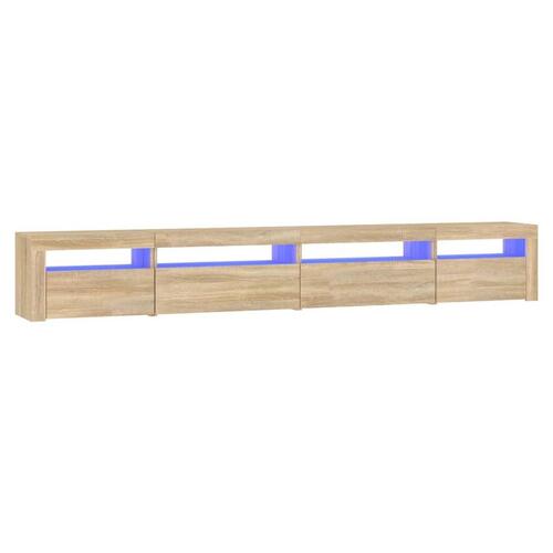 Tv-skab med LED-lys 270x35x40 cm Sonoma-eg