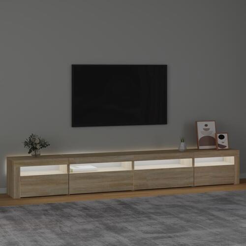 Tv-skab med LED-lys 270x35x40 cm Sonoma-eg