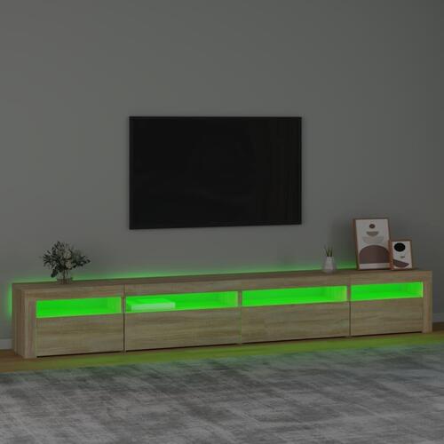 Tv-skab med LED-lys 270x35x40 cm Sonoma-eg
