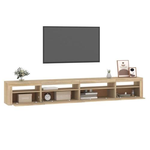 Tv-skab med LED-lys 270x35x40 cm Sonoma-eg