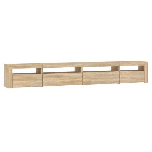 Tv-skab med LED-lys 270x35x40 cm Sonoma-eg