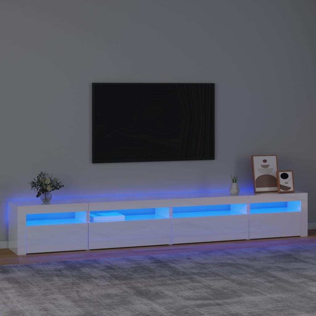Tv-skab med LED-lys 270x35x40 cm hvid højglans