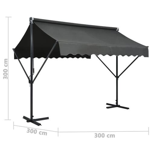 Fritstående markise 300 x 300 cm antracitgrå