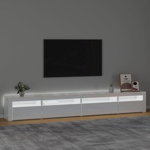 Tv-skab med LED-lys 270x35x40 cm hvid højglans