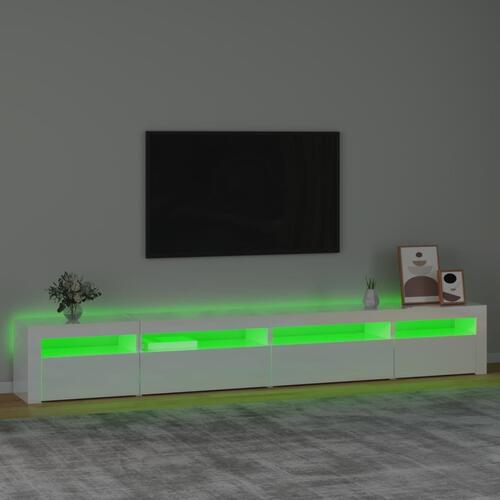Tv-skab med LED-lys 270x35x40 cm hvid højglans