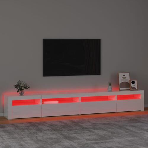 Tv-skab med LED-lys 270x35x40 cm hvid højglans