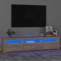 Tv-bord med LED-lys 180x35x40 cm sonoma-eg