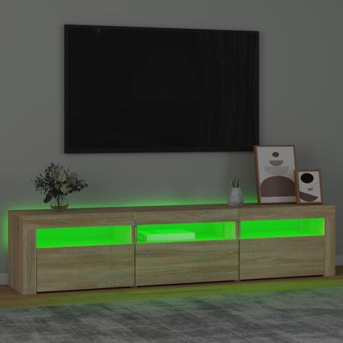 Tv-bord med LED-lys 180x35x40 cm sonoma-eg