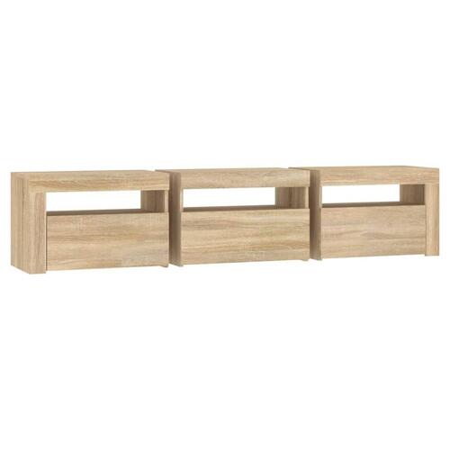 Tv-bord med LED-lys 180x35x40 cm sonoma-eg