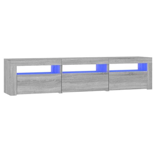 Tv-bord med LED-lys 180x35x40 cm grå sonoma-eg