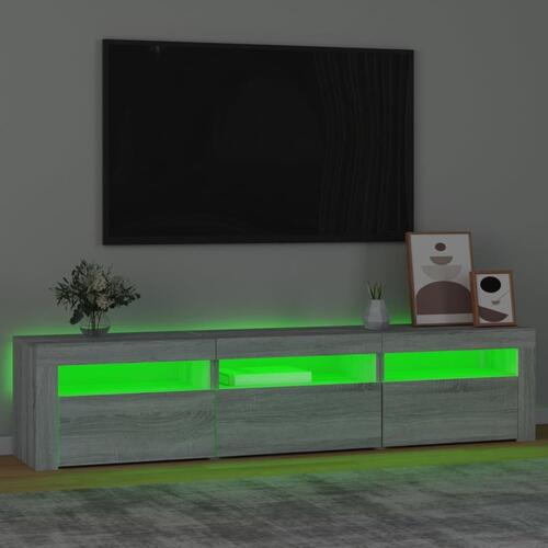 Tv-bord med LED-lys 180x35x40 cm grå sonoma-eg