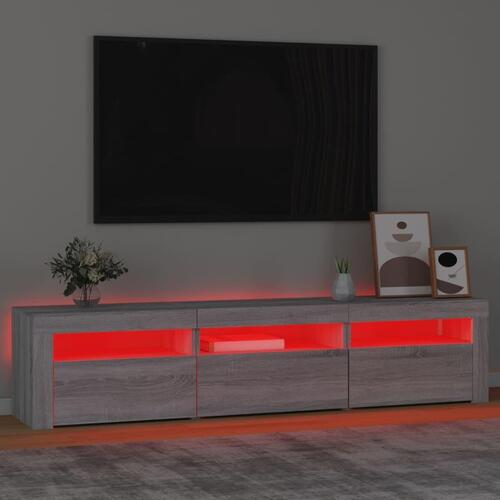 Tv-bord med LED-lys 180x35x40 cm grå sonoma-eg