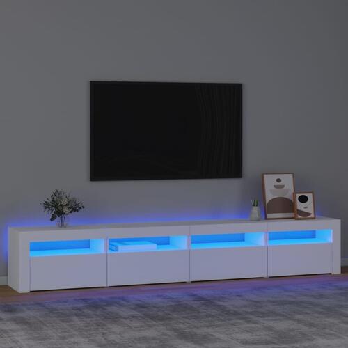 Tv-skab med LED-lys 240x35x40 cm hvid