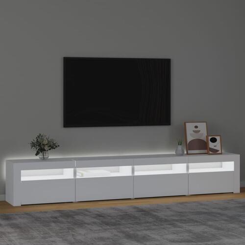 Tv-skab med LED-lys 240x35x40 cm hvid