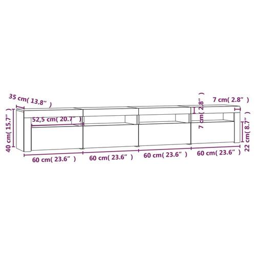 Tv-skab med LED-lys 240x35x40 cm hvid