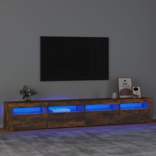 Tv-skab med LED-lys 240x35x40 cm røget egetræ